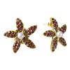 Silver earrings with czech garnet and pearl, gold plated - flower                                   
