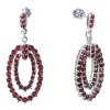 Silver earrings with czech garnet, rhodium plated - oval                                            