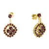 Silver earrings with czech garnet, gold plated - square                                             