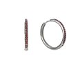 Silver earrings with czech garnet, rhodium plated - circle                                          