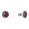 Silver earrings with czech garnet, rhodium plated - flower                                          