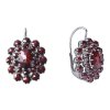 Silver earrings with czech garnet, rhodium plated - oval                                            