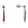Silver earrings with czech garnet and pearl, rhodium plated - line                                  