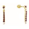 Silver earrings with czech garnet and pearl, gold plated - line                                     