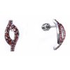 Silver earrings with czech garnet, rhodium plated - wave                                            