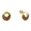 Silver earrings with czech garnet, gold plated - circle                                             