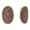 Silver earrings with czech garnet, gold plated - oval                                               
