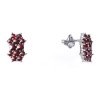 Silver earrings with czech garnet, rhodium plated - flower                                          