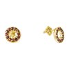 Silver earrings with czech garnet, gold plated - circle                                             