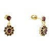 Silver earrings with czech garnet, gold plated - flower                                             