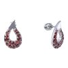 Silver earrings with czech garnet, rhodium plated - drop                                            