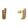 Silver earrings with czech garnet, gold plated - line                                               