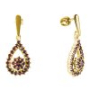 Silver earrings with czech garnet, gold plated - drop                                               