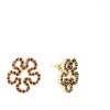 Silver earrings with czech garnet, gold plated - flower                                             