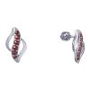 Silver earrings with czech garnet, rhodium plated - wave                                            