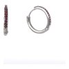 Silver earrings with czech garnet, rhodium plated - circle                                          