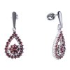 Silver earrings with czech garnet, rhodium plated - drop                                            