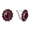 Silver earrings with czech garnet, rhodium plated - oval                                            
