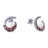 Silver earrings with czech garnet and pearl, rhodium plated - spiral                                