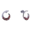 Silver earrings with czech garnet, rhodium plated - spiral                                          