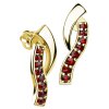Silver earrings with czech garnet, gold plated - wave                                               