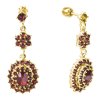 Silver earrings with czech garnet, gold plated - oval                                               