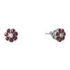 Silver earrings with czech garnet and pearl, rhodium plated - flower                                