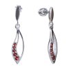 Silver earrings with czech garnet, rhodium plated - drop                                            
