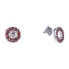 Silver earrings with czech garnet, rhodium plated - circle                                          