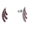 Silver earrings with czech garnet, rhodium plated                                                   