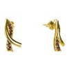 Silver earrings with czech garnet, gold plated - wave                                               