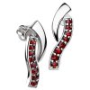 Silver earrings with czech garnet, rhodium plated - wave                                            