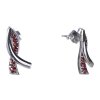 Silver earrings with czech garnet, rhodium plated - wave                                            