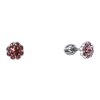 Silver earrings with czech garnet, rhodium plated - flower                                          