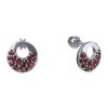 Silver earrings with czech garnet, rhodium plated - circle                                          