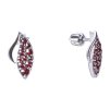 Silver earrings with czech garnet, rhodium plated - wave                                            