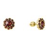 Silver earrings with czech garnet, gold plated - flower                                             