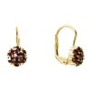Silver earrings with czech garnet, gold plated - flower                                             