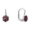 Silver earrings with czech garnet, rhodium plated - flower                                          