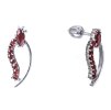 Silver earrings with czech garnet, rhodium plated - wave                                            