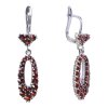 Silver earrings with czech garnet, rhodium plated - oval                                            