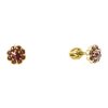 Silver earrings with czech garnet, gold plated - flower                                             