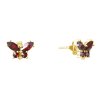 Silver earrings with czech garnet, gold plated, animal - butterfly                                  