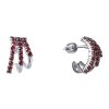 Silver earrings with czech garnet, rhodium plated                                                   