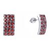 Silver earrings with czech garnet, rhodium plated - rectangle                                       