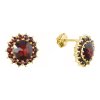 Silver earrings with czech garnet, gold plated - flower                                             