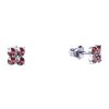 Silver earrings with czech garnet, rhodium plated - square                                          