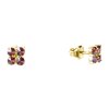 Silver earrings with czech garnet, gold plated - square                                             
