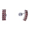 Silver earrings with czech garnet, rhodium plated - rectangle                                       