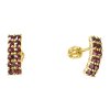 Silver earrings with czech garnet, gold plated - rectangle                                          